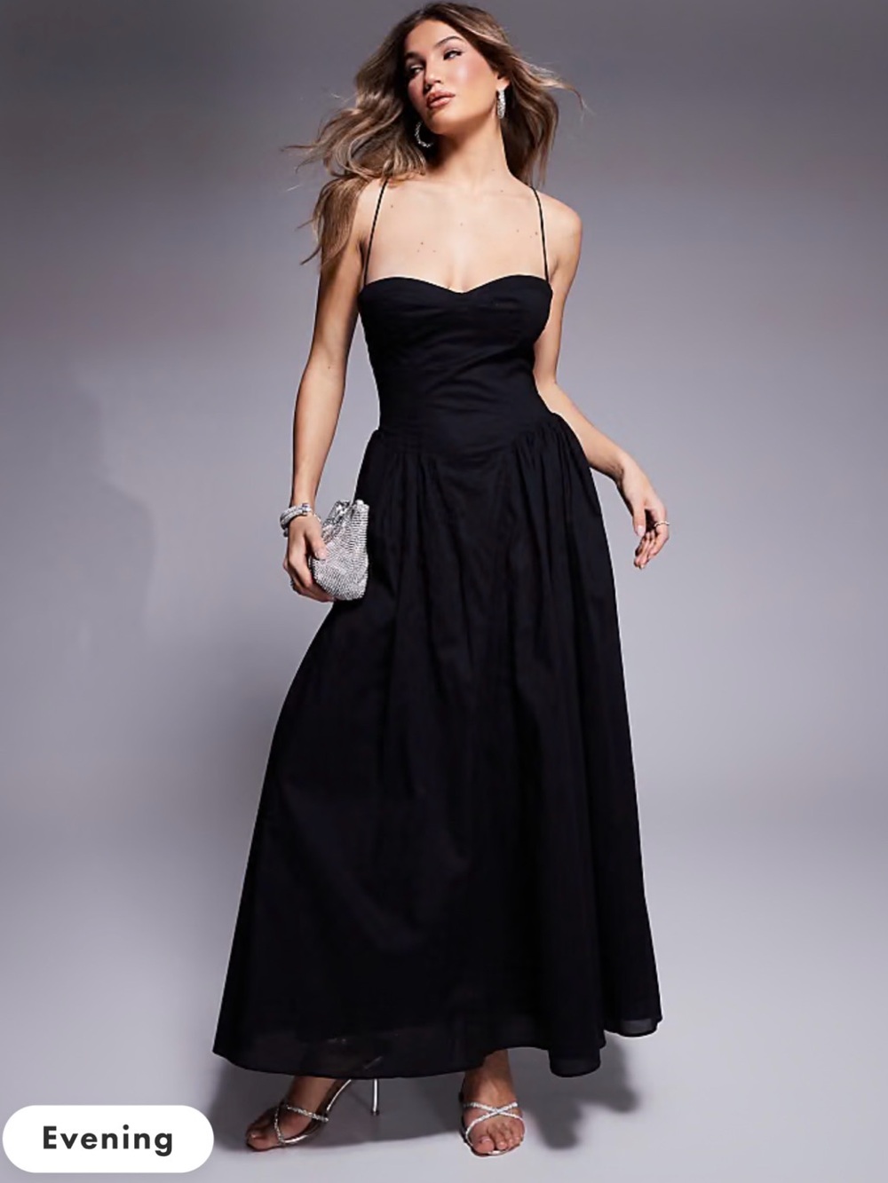 Bardot NWT Black cotton Maxi Dress with Spaghetti Straps and open lace back - Picture 2 of 10